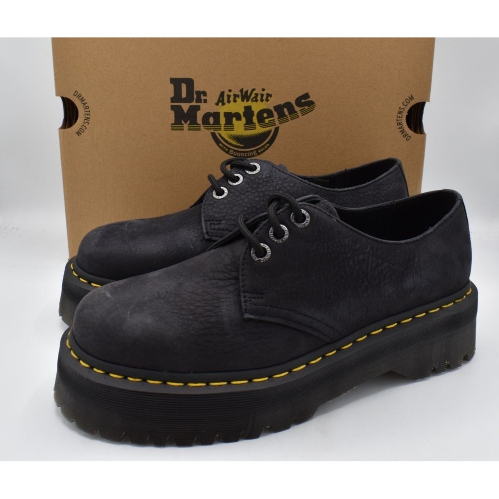 Dr. Martens 1461 Womens Size 10 Quad II Grey Tumbled Nubuck Platform Derby Shoes